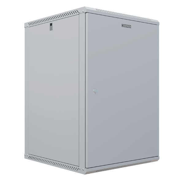 WXU-1865-S-RAL7035  Шкаф настенный 19″, 18U, 908x600х650мм, металлическая дверь, серый