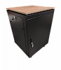 Шкаф напольный 19", 15U, 898x600x600мм, металлическая дверь, столешница светлое дерево, вентпанель, термостат, ножки, ролики, черный