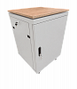Шкаф напольный 19", 12U, 773x600x600мм, металлическая дверь, столешница светлое дерево, вентпанель, термостат, ножки, ролики, серый